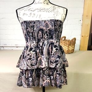 Black/ Pink and Cream Paisley Strapless Top NWT Elan Size Medium